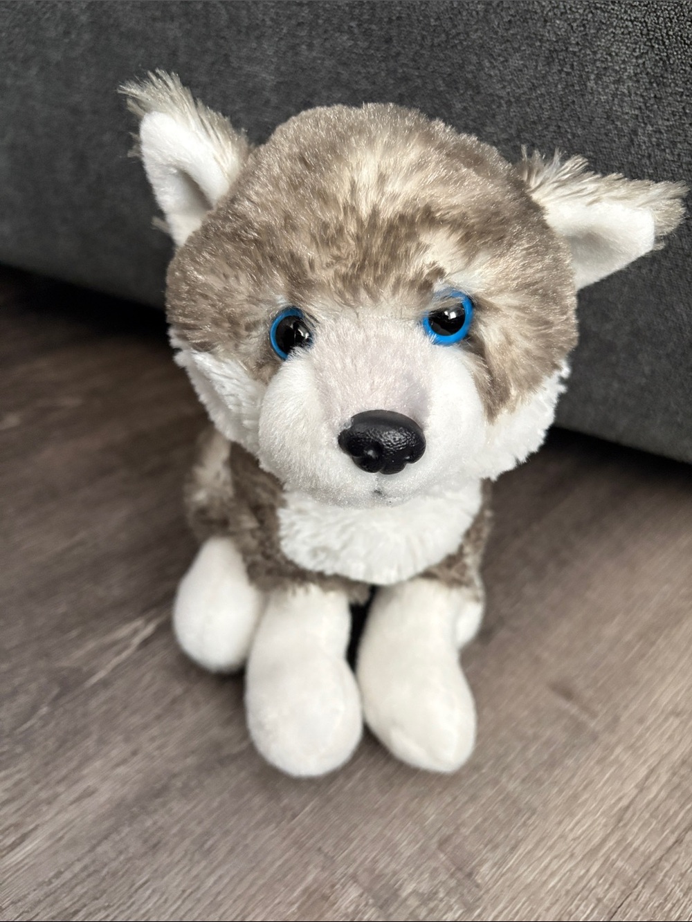 Plush Husky Puppy Stuffed Animal - Gray & White with Blue Eyes